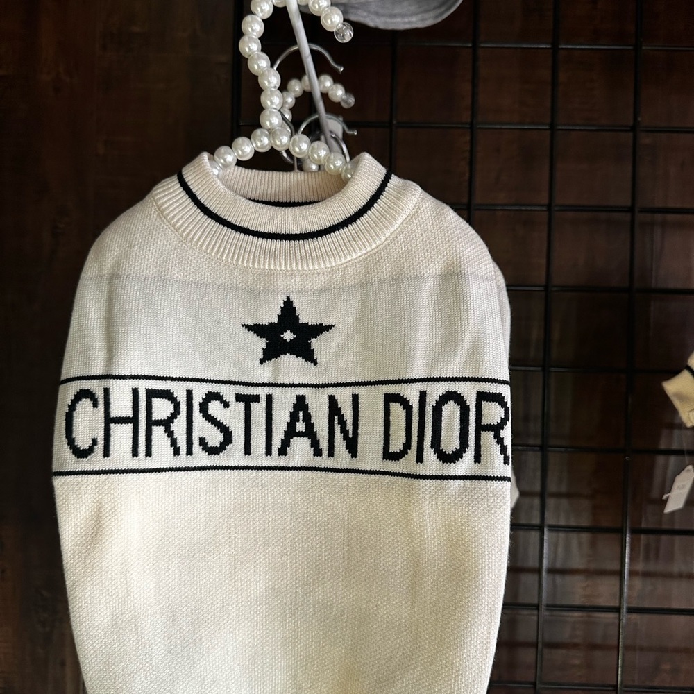 Dior White Dog Sweater
